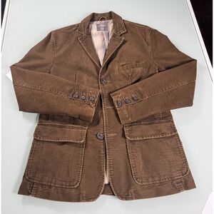 H & M L.O.G.G Corduroy Blazer Plaid Lined 100% Cotton Brown Mens L/G